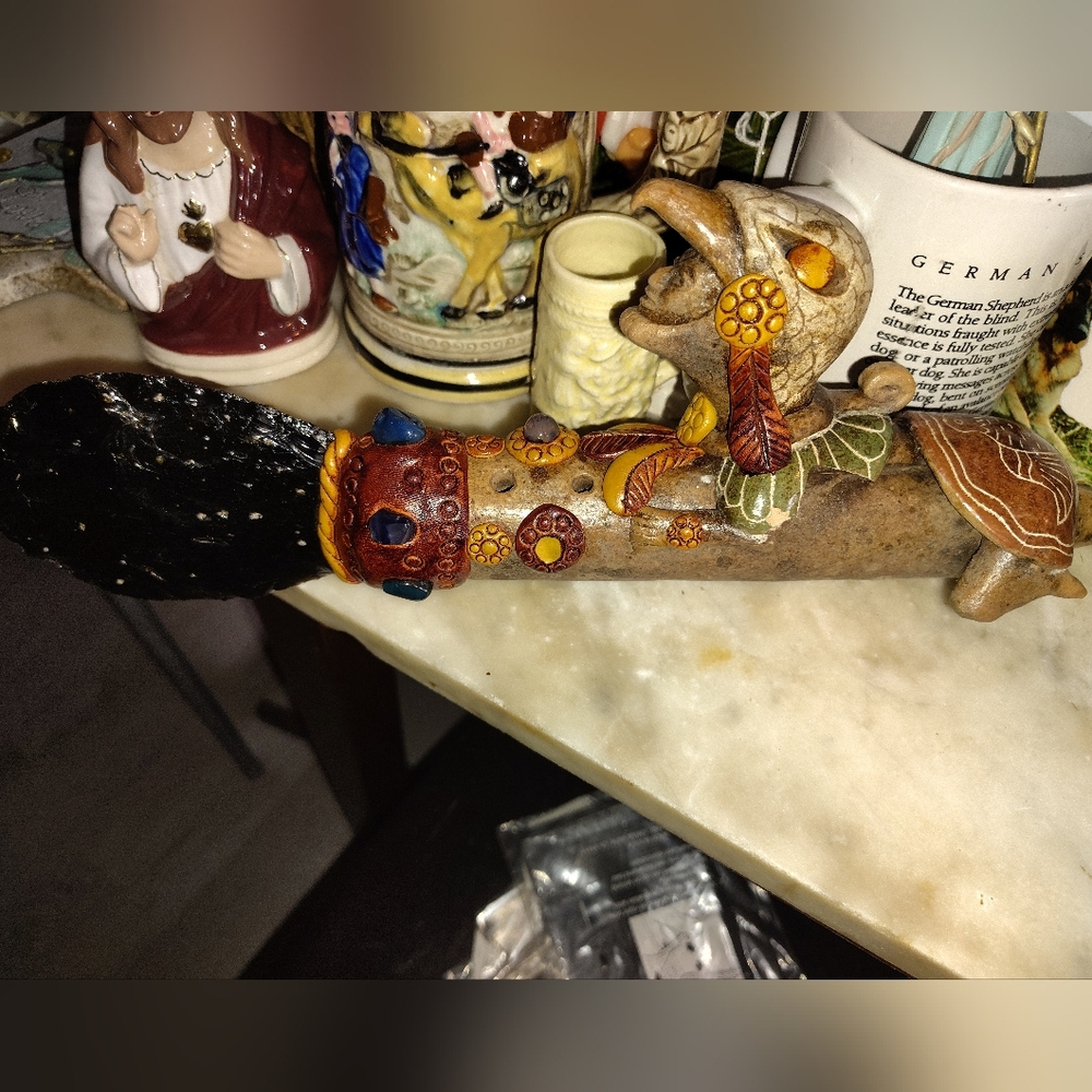 Colorful Decorative Figurine with Black Base